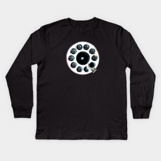 Retro Rotary Phone White on Black Kids Long Sleeve T-Shirt